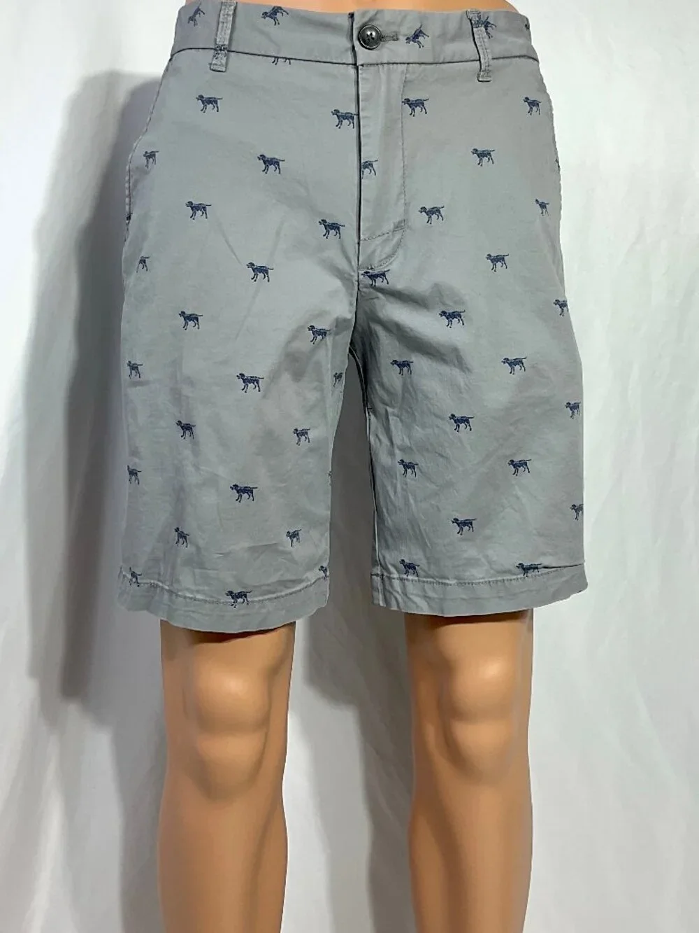 IZOD Mens Size 30 (31) Advantage Performance Shorts with Dog Print Gray Blue